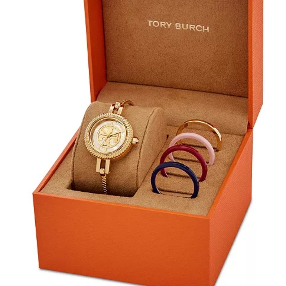 Tory Burch Gold and Pink Watch Elegant Accessory
